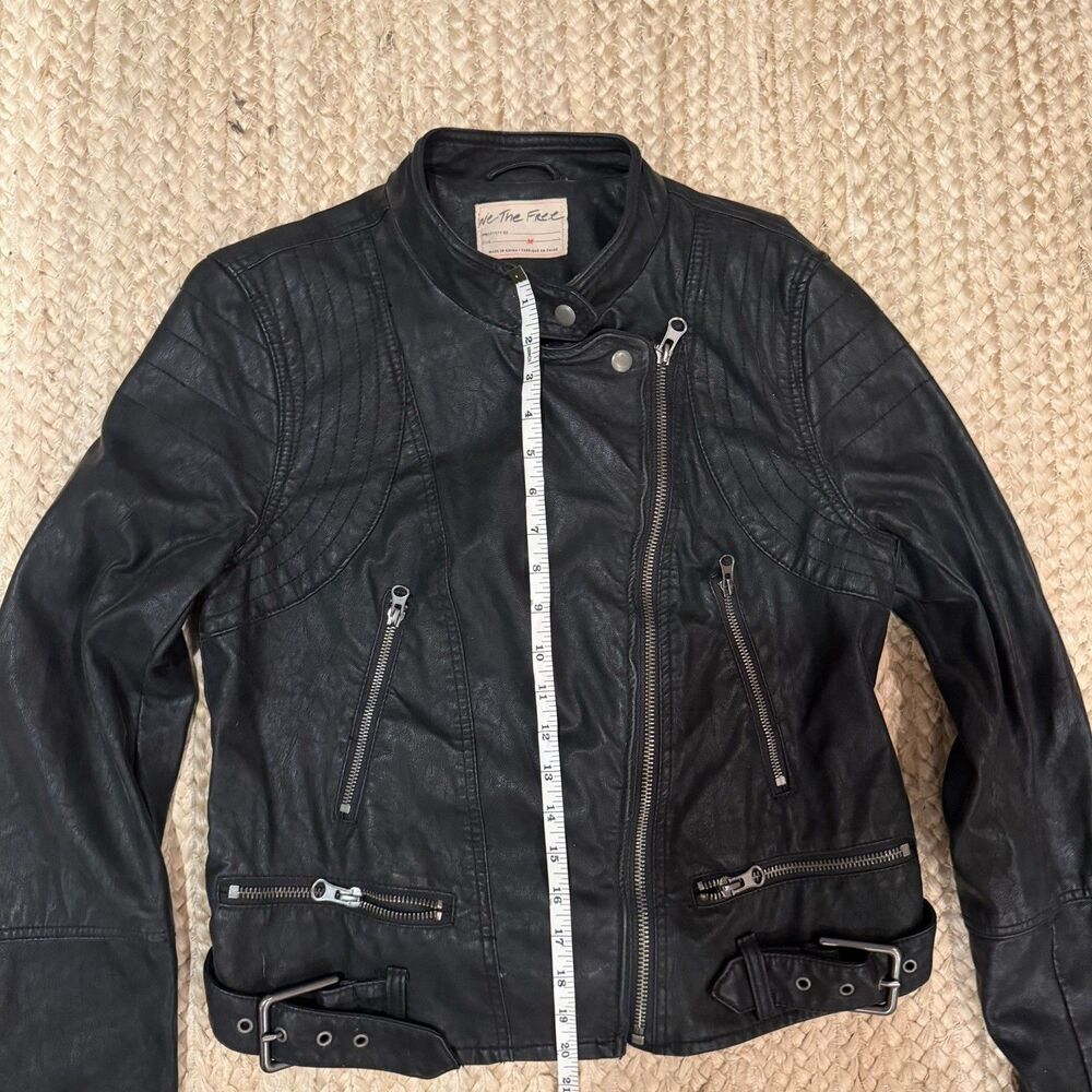 Free People Sz M Jealousy Leather relaxed Moto Jacket in Black - Picture 6 of 7